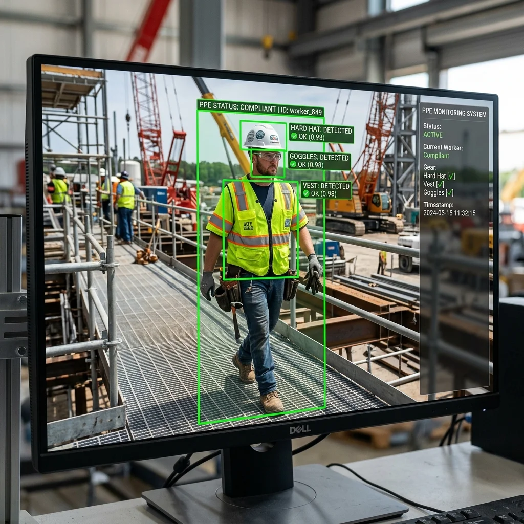 Vision AI monitoring for PPE compliance